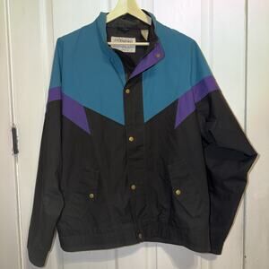 VTG Tourney Gortex Men’s Full zip Teal Black Purple Colorblock Jacket Size XXL